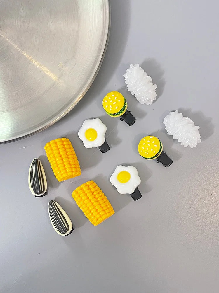 Funny Novelty Hair Pin For Baby Girl Hair Accessories Simulation Food Sunflower Seeds Egg Pinches For Hair Girl Hair Hooks Clips