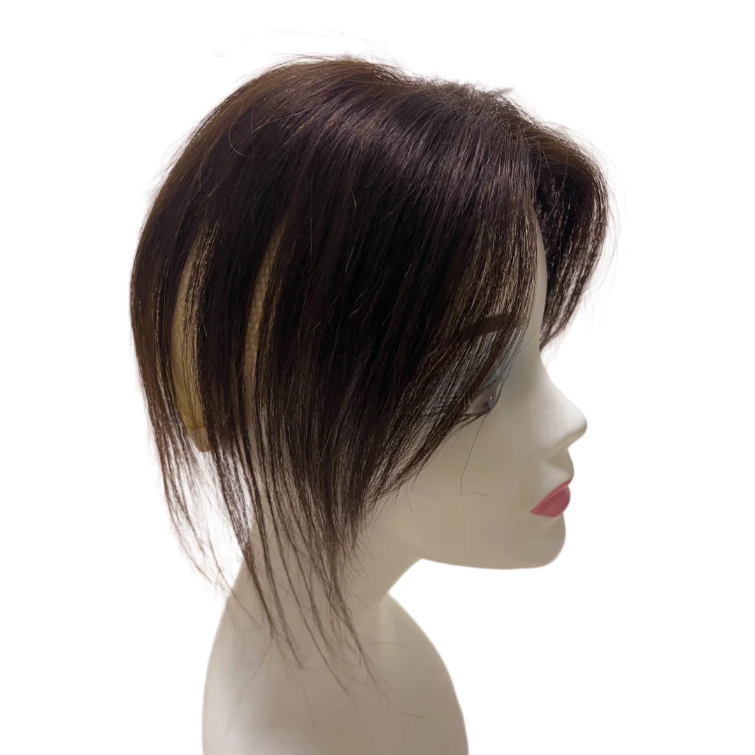 Ultra-Thin Mesh Hair Toppers 8x11cm Clip-In Bangs Hairpiece for Women Fluffy Real Hair Increase Volume Cover White Hair