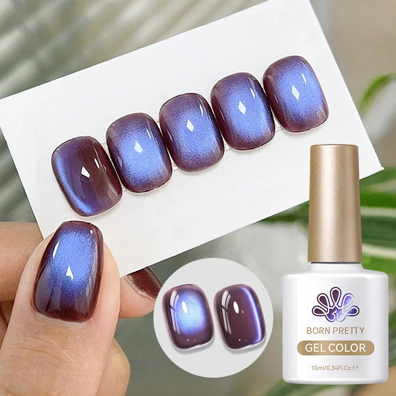 BORN PRETTY 10ml Purple Black Green Cat Magnetic Gel Ultra Shine Semi Permanent Soak Off UV Gel Summer Nail Art Varnish