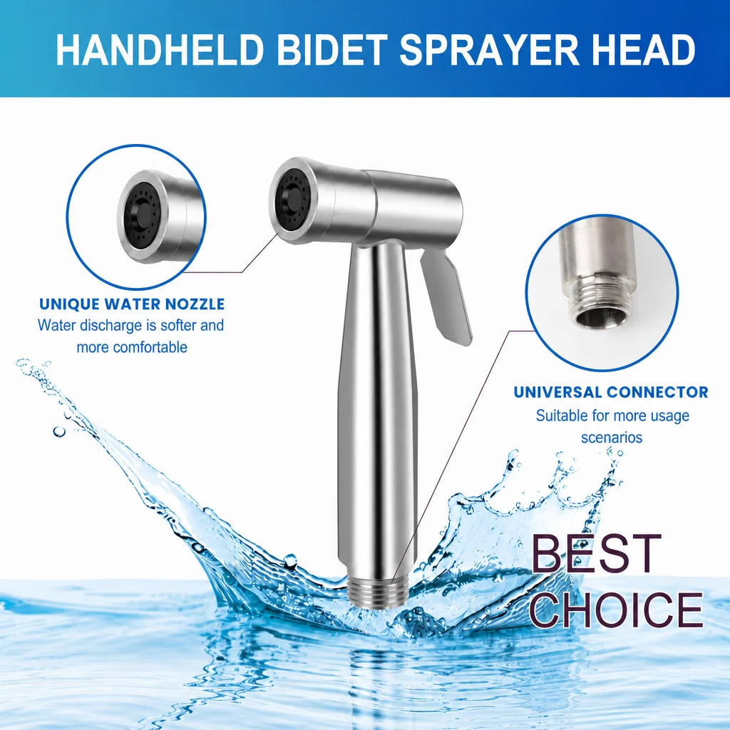 Portable Handheld Bidet Sprayer Nozzle with Pressurized Cleaning for Feminine Hygiene Toilet Washing Bathroom Accessory