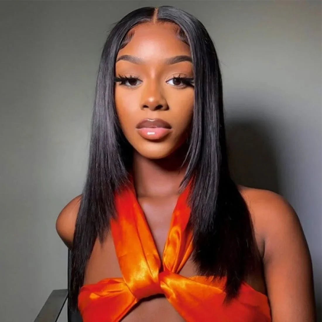 Straight Lace Front Wigs Synthetic Layered Cut Natural Black /Reddish Brown Inner Buckle Lace Frontal Wigs For Black Women