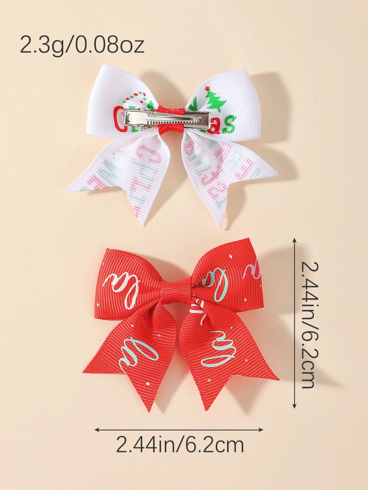 20Pcs New Year Ribbon Bows Hair Clips Set for Baby Girls 2.4' Christmas Elk Santa Bowknots Hairpins Headwear Hair Accessories