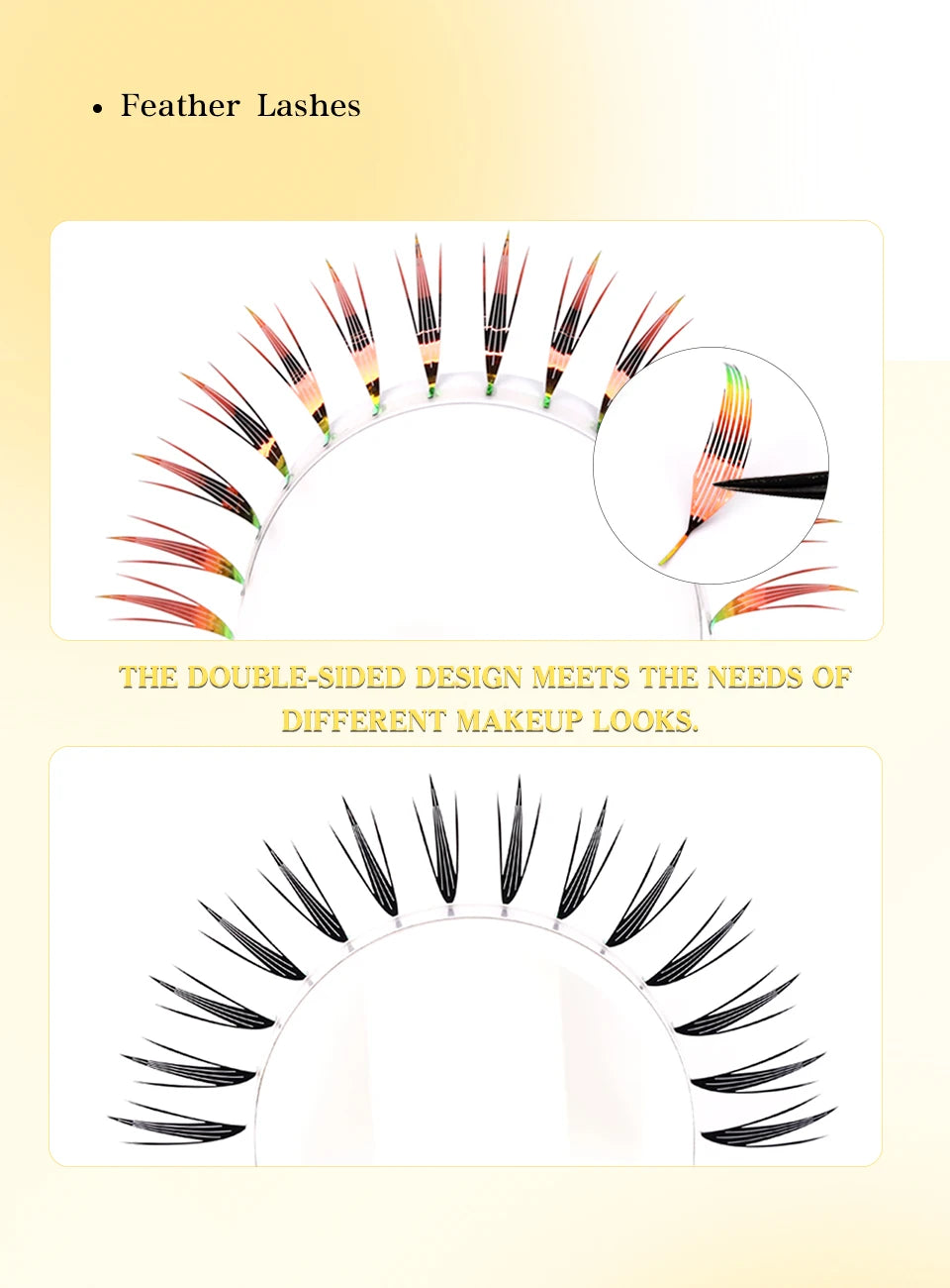 AGUUD Glitter Comic Spire Russian Volume Eyelash Extension Aurora Anime Feather Shape Premade Fan Lashes Christmas Makeup Cilia