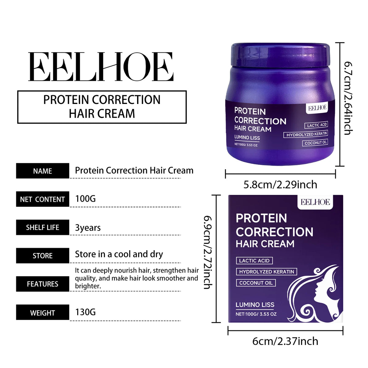 Protein Hair Straightening Cream Repair Dry Frizz Damage Leave-In Treatment Healing Color Protection Deep Conditioning Hair Mask