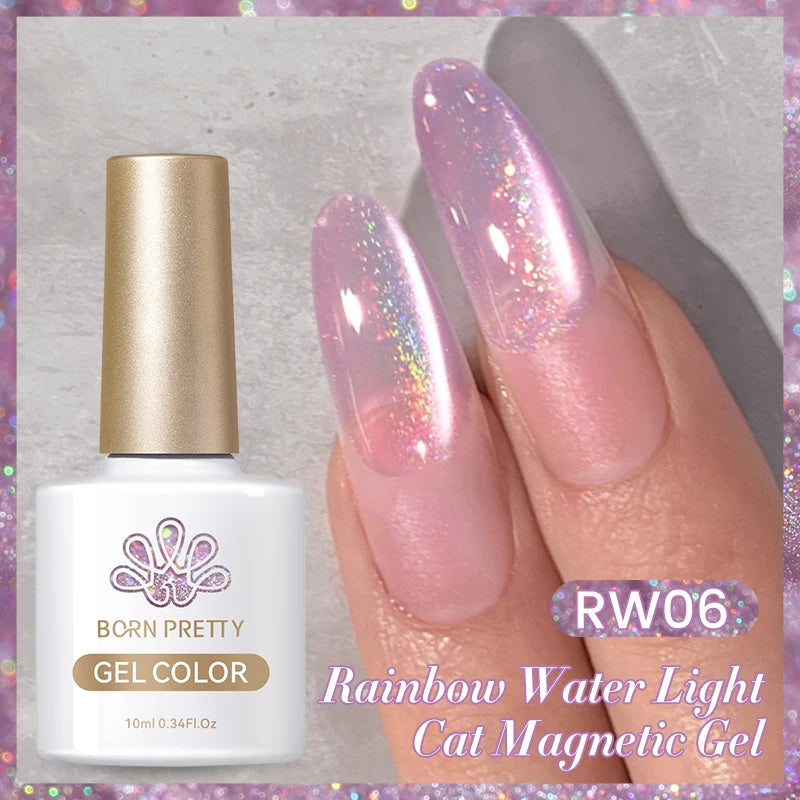 BORN PRETTY Water Light Cat Magnetic Gel Nail Polish Nude Milk White Jelly Color Semi Permanent Soak Off UV LED Gel Varnish DIY
