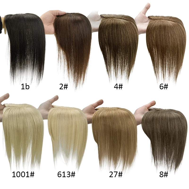 Silk Base Women Toupee Indian Human Hair Wigs Straight Clips in Human Hair Extension 7x11cm Real Human Hairpiece Natural Topper