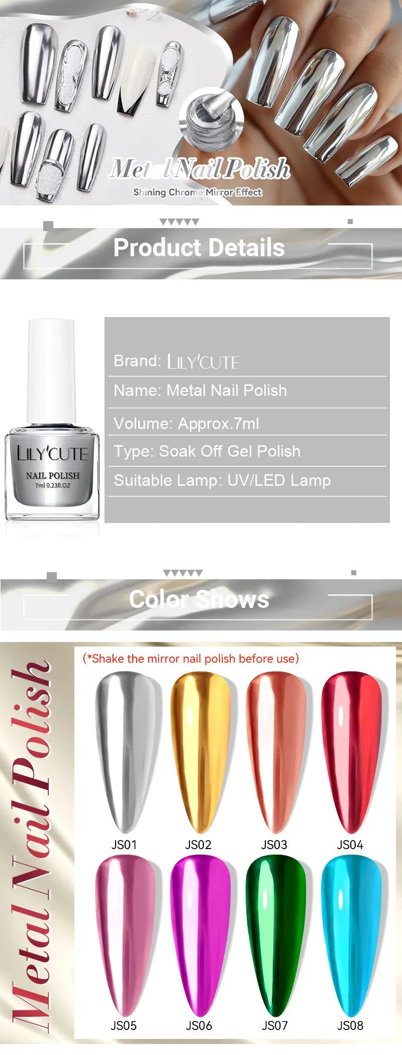 LILYCUTE 7ml Auroras Glitter Nail Polish No Need of UV/LED Lamp Nail Supplies Vernis White Pink Silver Pearl Effect for Nails