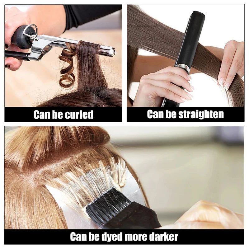 Straight Human Hair Wigs for Women Full PU Toupee 100% Real Human Hair Blonde Human Hair Replacement System Unit Natural Brown