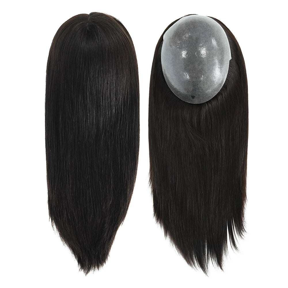 Women Toupee Human Hair Wigs Straight Vloop Human Hair System Replacement Thin Skin Full PU Hairpiece Invisible Natural Hairline