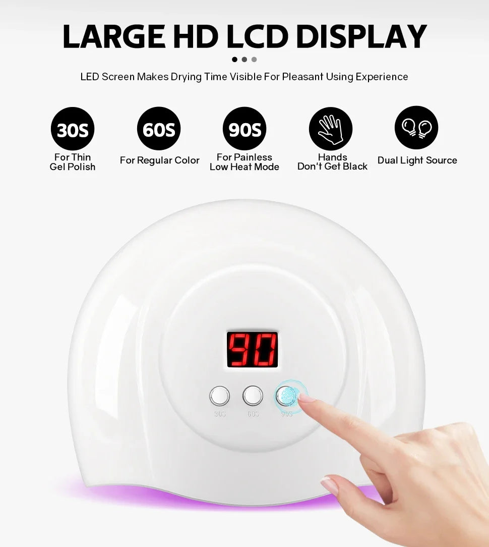 72W UV LED Nail Lamp 24 LEDs Nail Dryer with Infrared Sensor Quick-drying Manicure Lamp UV Cabin for Nail Salon Nail Art Tools
