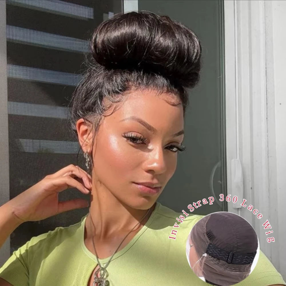 Hidden Invisible Strap 360 Full Hd Lace Glueless Wig Straight Chocolate Brown Lace Front Wigs Human Hair 360 Frontal Wig