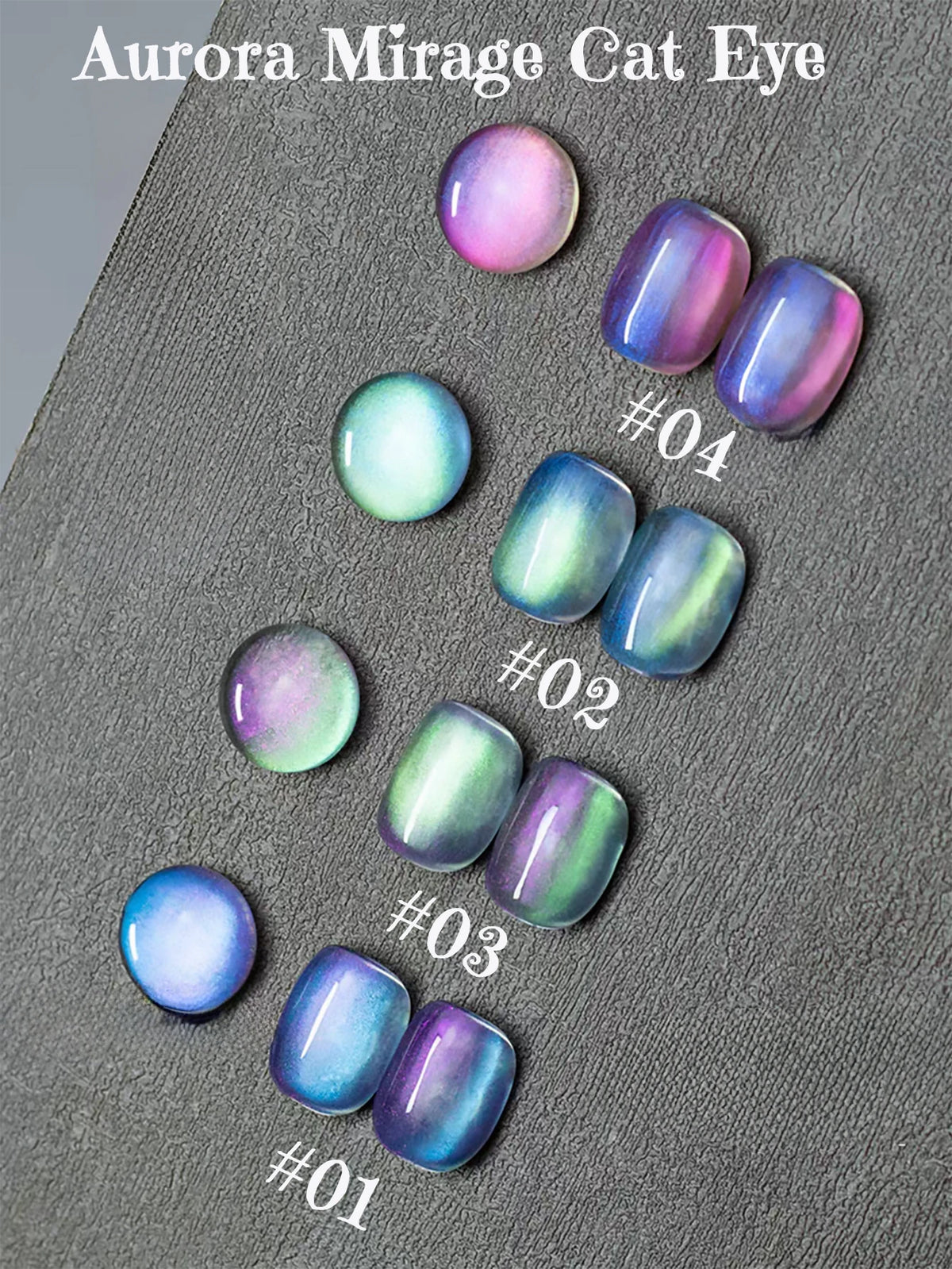 ZH 1-6Pcs 12ML Blue Purple Dual Color Aurora At Eye Gel Nails 2025 New Press On Glass Bead French Nails Phototherapy Nails