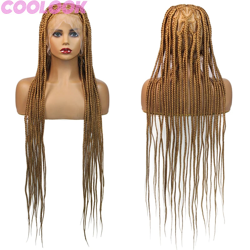 36'' Heart Braids Wig Synthetic Full Lace Braided Wigs For Women Knotless Box Braids Cornrow Braided Wigs