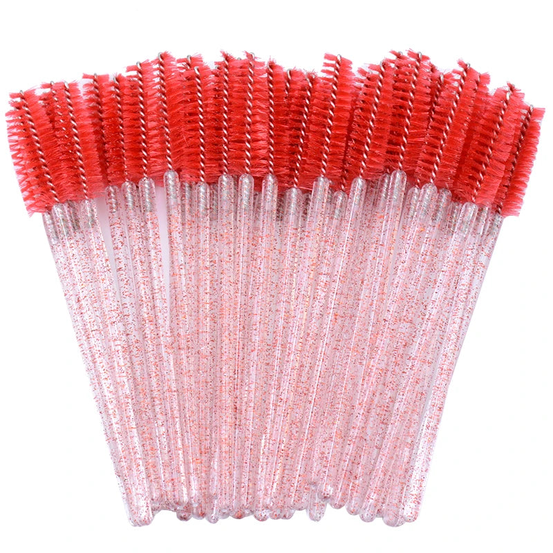 50pcs Sparkling Eyelash Mascara Wands Lash Extension Brush Shining Lash Spoolies Comb Eye Lashes Eyebrow Brushes