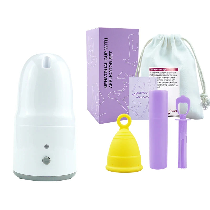 Certified Cup Kit Steam Sterilizer Applicator Reusable Soft Silicone Lady Cup Sterilization Women Health Care Feminine Hygiene