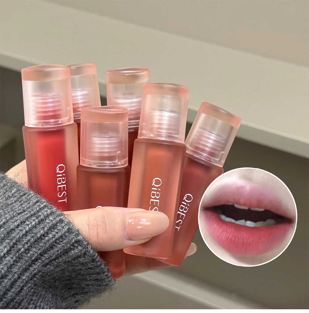 QIBEST 6 Colors Matte Liquid Lipstick Velvet Durable Lip Gloss Sexy Red Lip Stain Makeup Waterproof Lasting Lip Mud Cosmetics