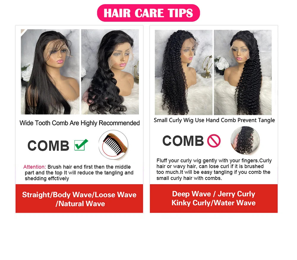 Deep Wave 13x6 HD Lace Front Wigs 13x4 HD Transparent Lace Frontal Wig 360 Curly ≥98% Human Hair Wig 4x4 5x5 Pre Plucked Lace
