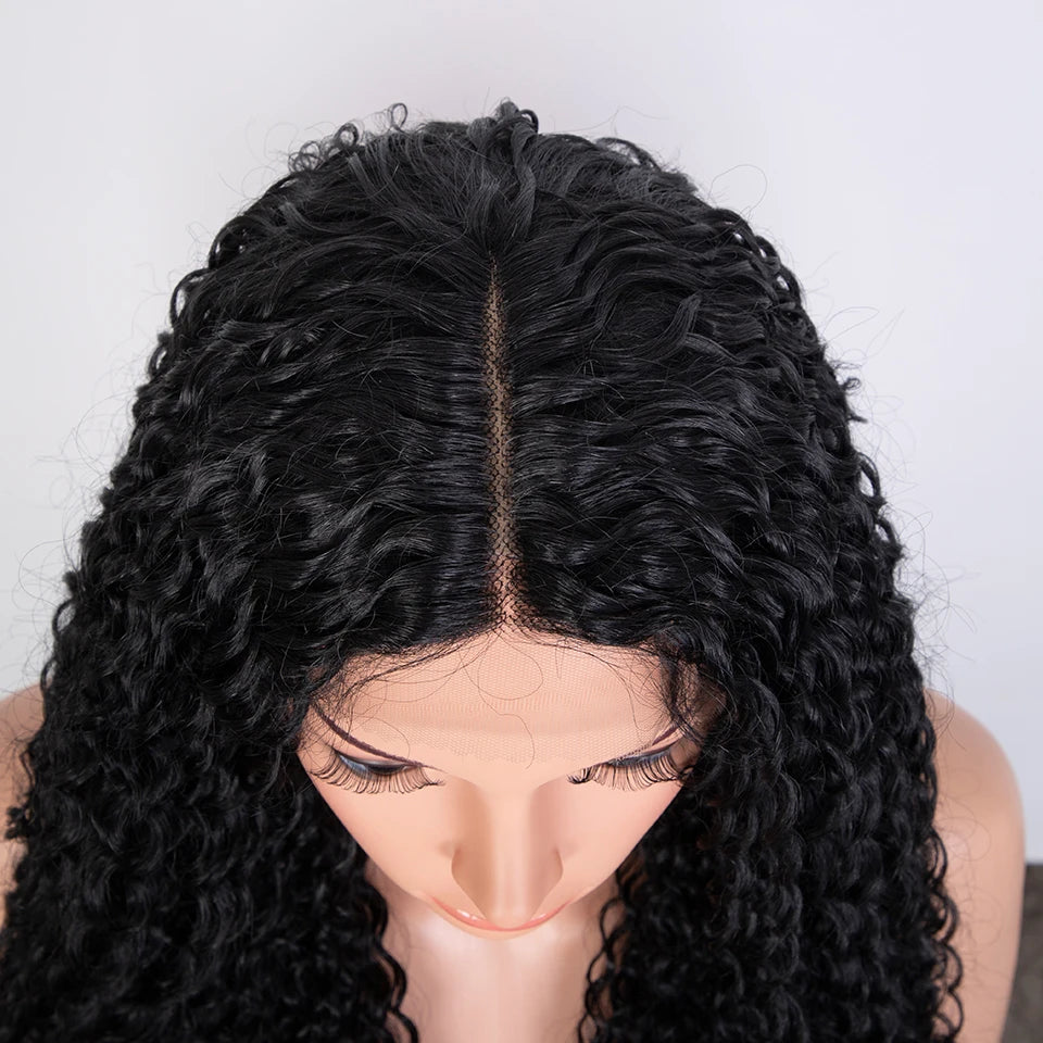 Magic Long Curly Ombre Black Blonde Platium Synthetic Lace Wigs for Black Women