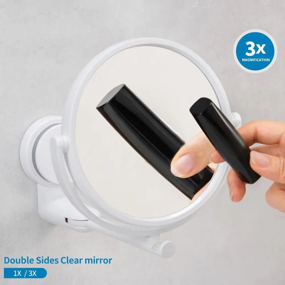 Rotating Plastic Folding Vacuum Suction Round Bath Accessorie Makeup Supplies Vanity Mirror Shave Mirrors Wall Hang Bath Mirror