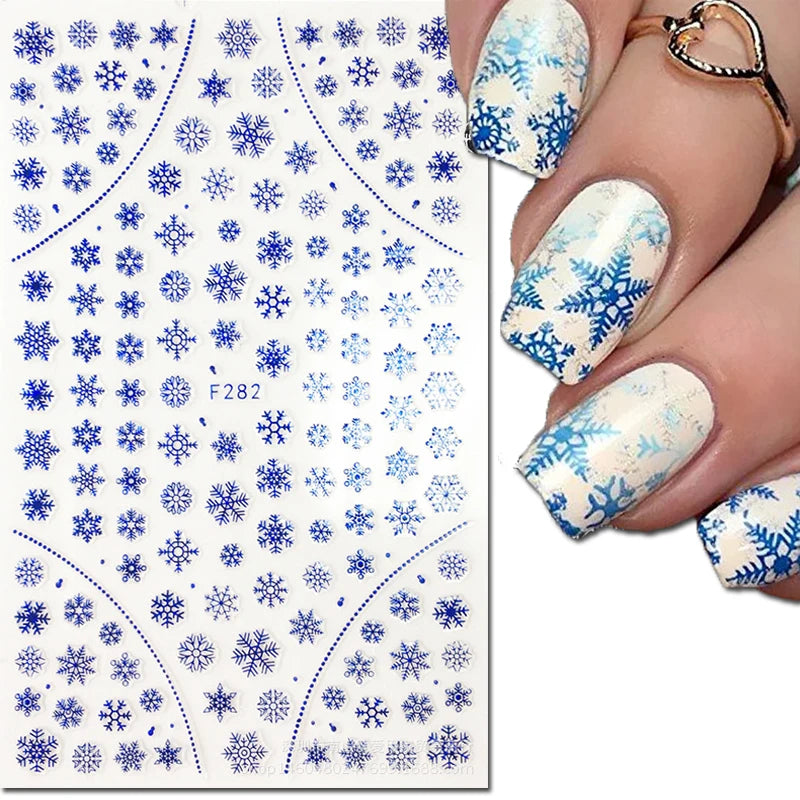 3d Nail Art Stickers Winter Christmas Trees Snow Mountains Xmas Snowflakes Decals For Nails Decoration Manicure Salon Beauty