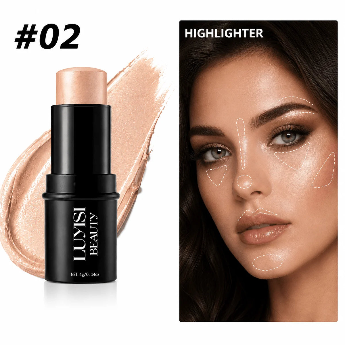 1PC Face Makeup Stick,Available in Contour,Highlighter&Blush,Natural Sculpted Glow Finish,Luxurious Cosmetics For Dairy Or Party