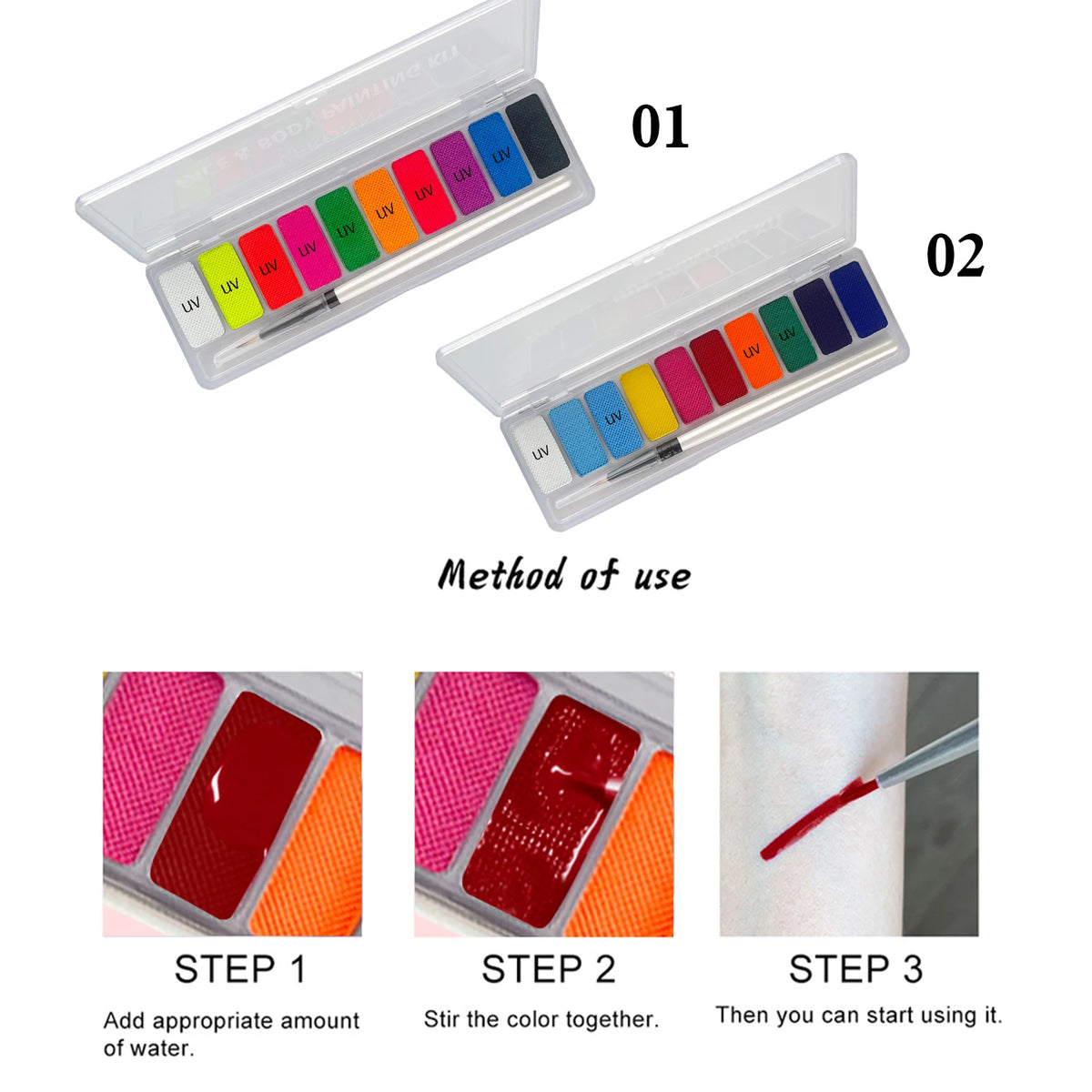 10 Colors Luminous Pigments, Luminous Neon Makeup Facial Painting,Suitable for Children and Adults for Halloween and Party