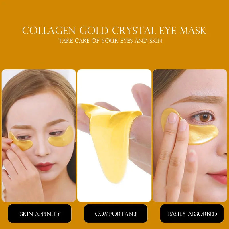 24K Gold Collagen Gel Eye Mask Anti-Aging Under Eye Patches Firming Moisturizing Pads for Wrinkle Dark Circle Eyebag Removal US Fast Delivery 60pcs