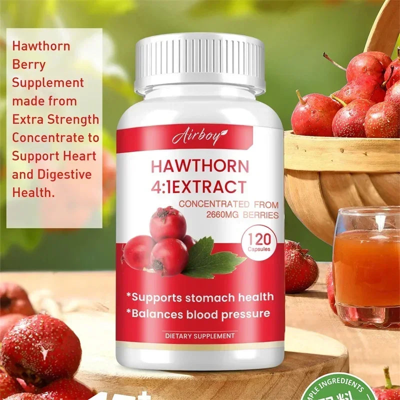 Hawthorn Berry Extract Capsule - Supports Digestive Health, Promotes Energy Production, Blood Circulation, and Boosts Immunity