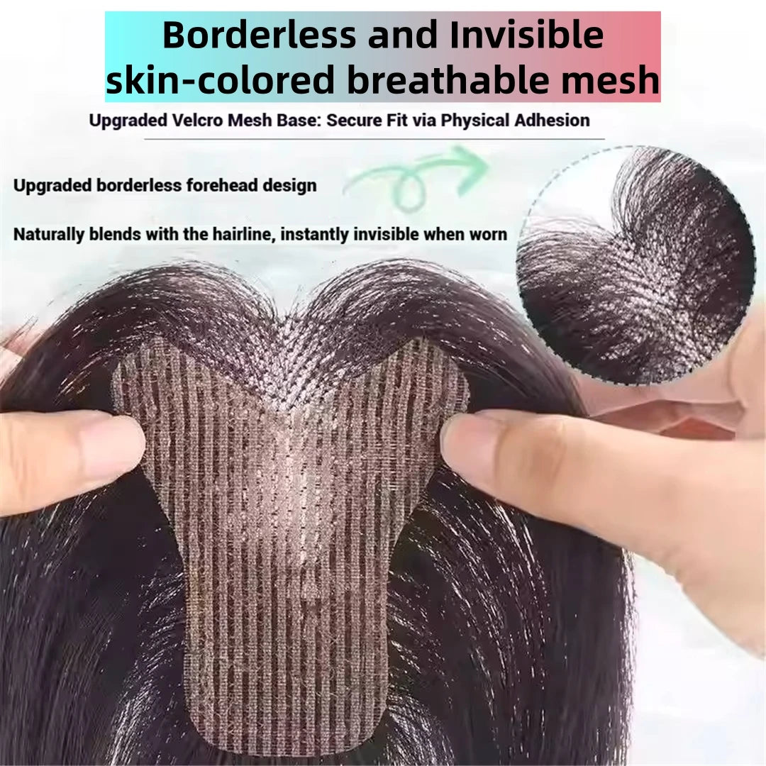 Magic Paste Hair Topper for Women Invisible Natural Looking Human Hair Bangs Fringe No Clip Design Covers Hair Loss