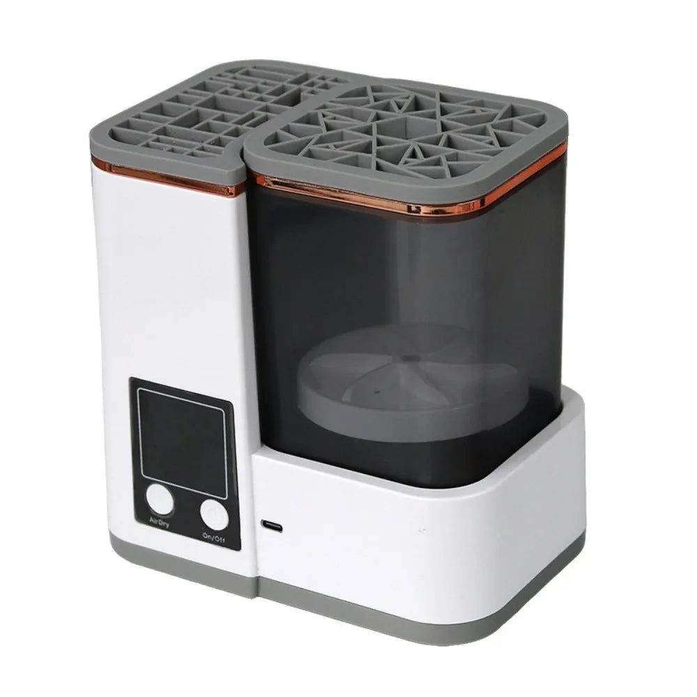 Portable Makeup Brush Cleaning Machine Electric Automatic Makeup Brush Dryer LCD Timer 2 Wash Modes Cosmetic Brushes Cleaner