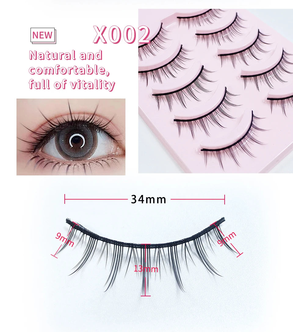 RED SIREN Eyelashes Makeup 5 Pairs Soft Natural Mink Lashes Korean Fashion Manga Lashes