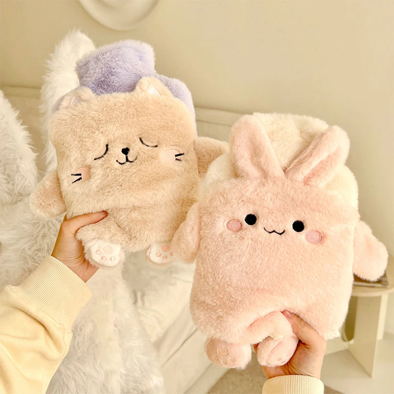 Plush Hot Water Bottle Kawaii Winter Warm Hot Water Bag for Period Pain Hand Warmer Girls Hand Feet Warm Water Heating Pad
