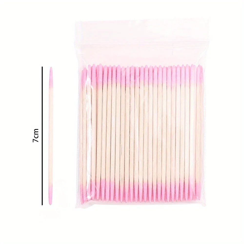 100/300/500Pcs Nails Wood Cotton Swab Clean Sticks Bud Tip Head Manicure Detail Corrector Nail Polish Remover Art Tool