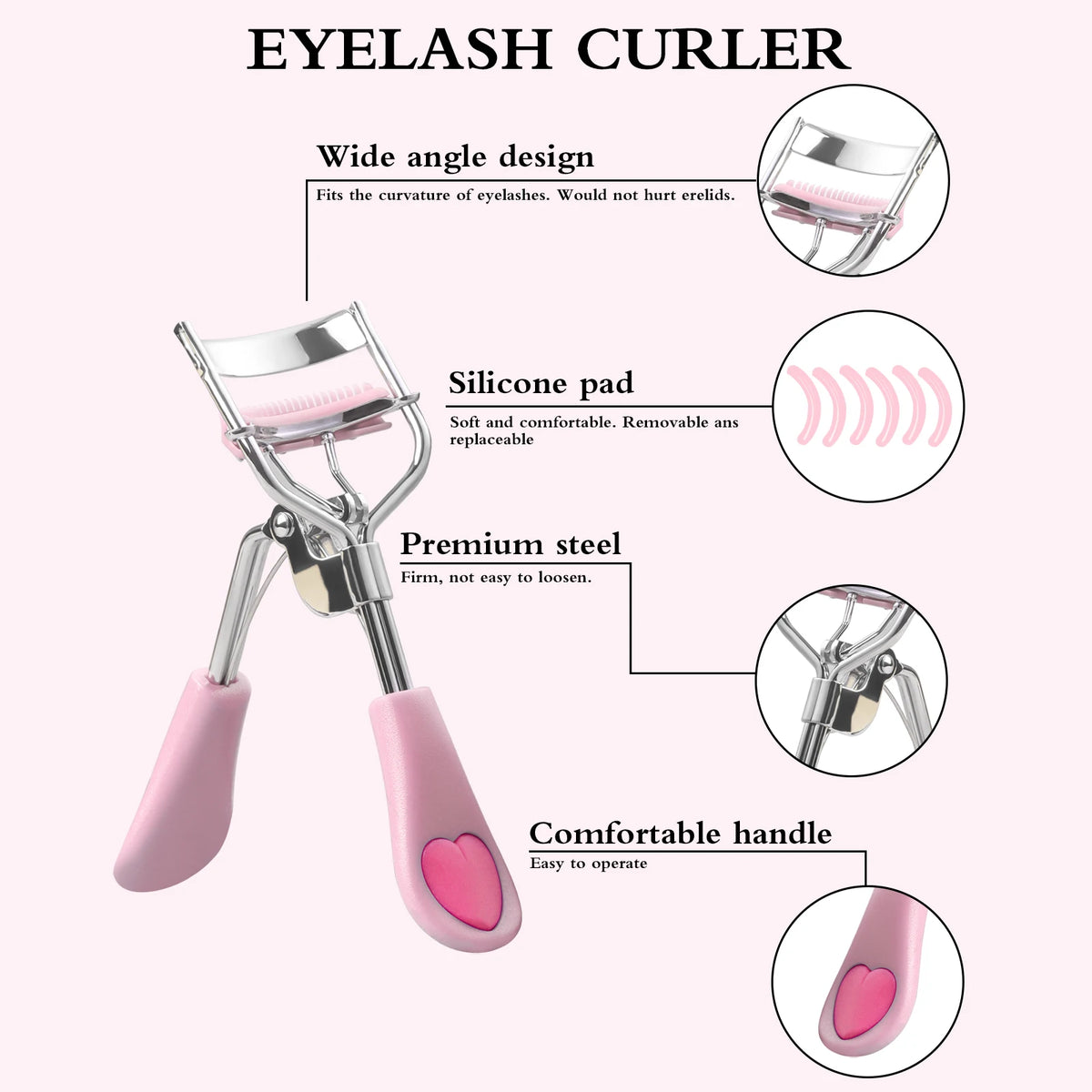 6Pcs Eyelash & Eyebrow Makeup Tools Kit Eyelash Curler Dual End Brow Brush Lash Comb Spoolie Applicator