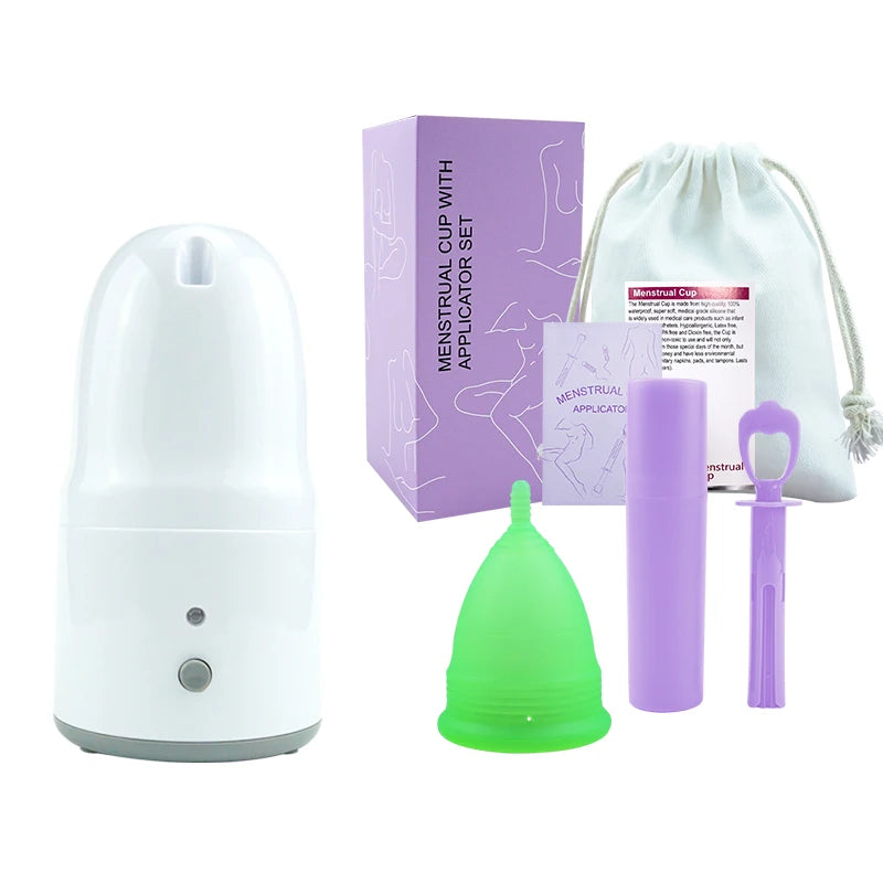 Certified Cup Kit Steam Sterilizer Applicator Reusable Soft Silicone Lady Cup Sterilization Women Health Care Feminine Hygiene