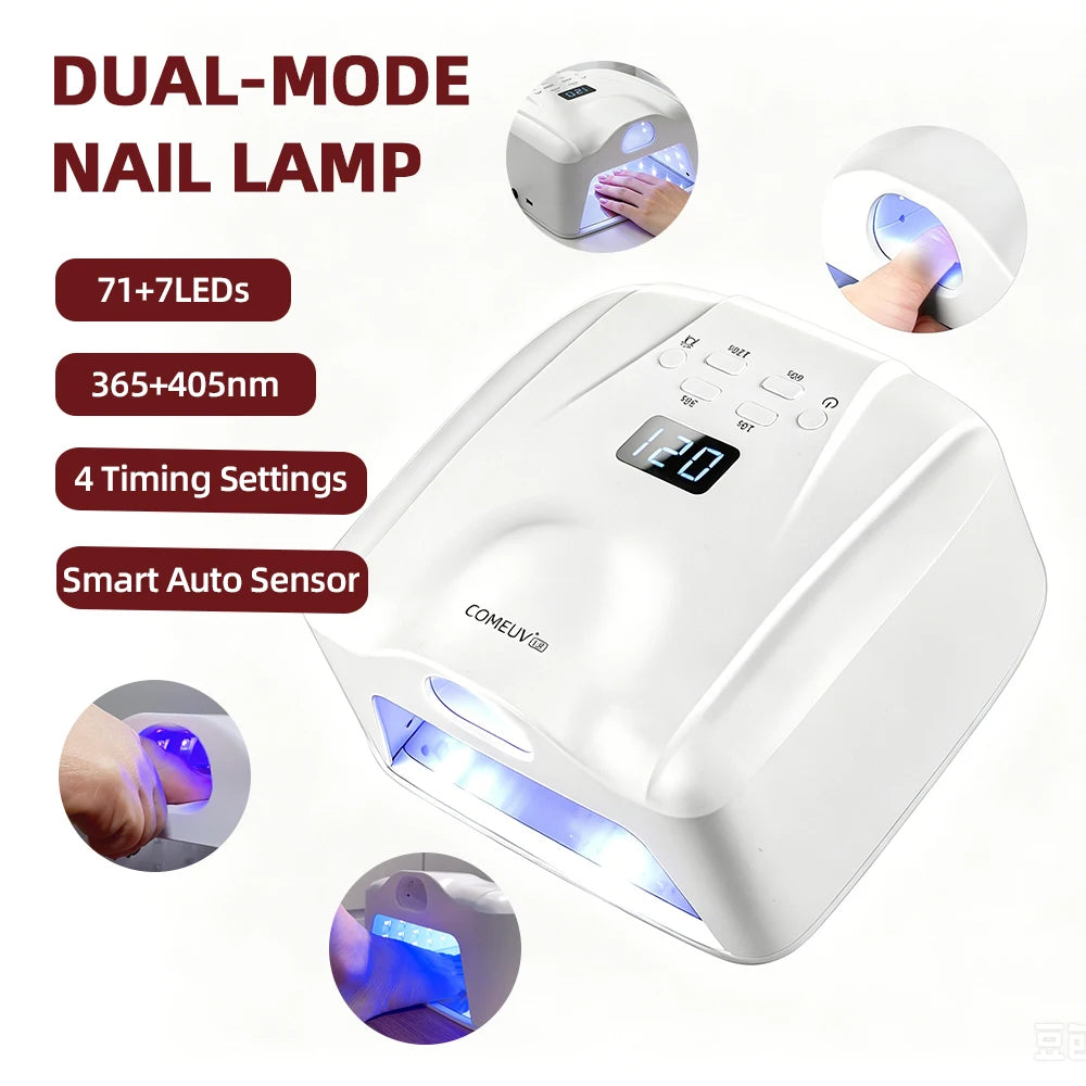 2‑in‑1 Auto‑Sensor UV LED Nail Dryer 78LED Dual Port for Single Finger Toe Full Hand Gel Curing Manicure Pedicure Home Salon