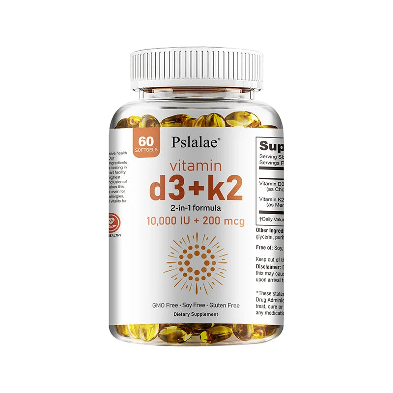 Vitamin D3 10000 IU with K2 200 Mcg | 2 in 1 Support Immune, Heart, Joint, Teeth & Bone Health