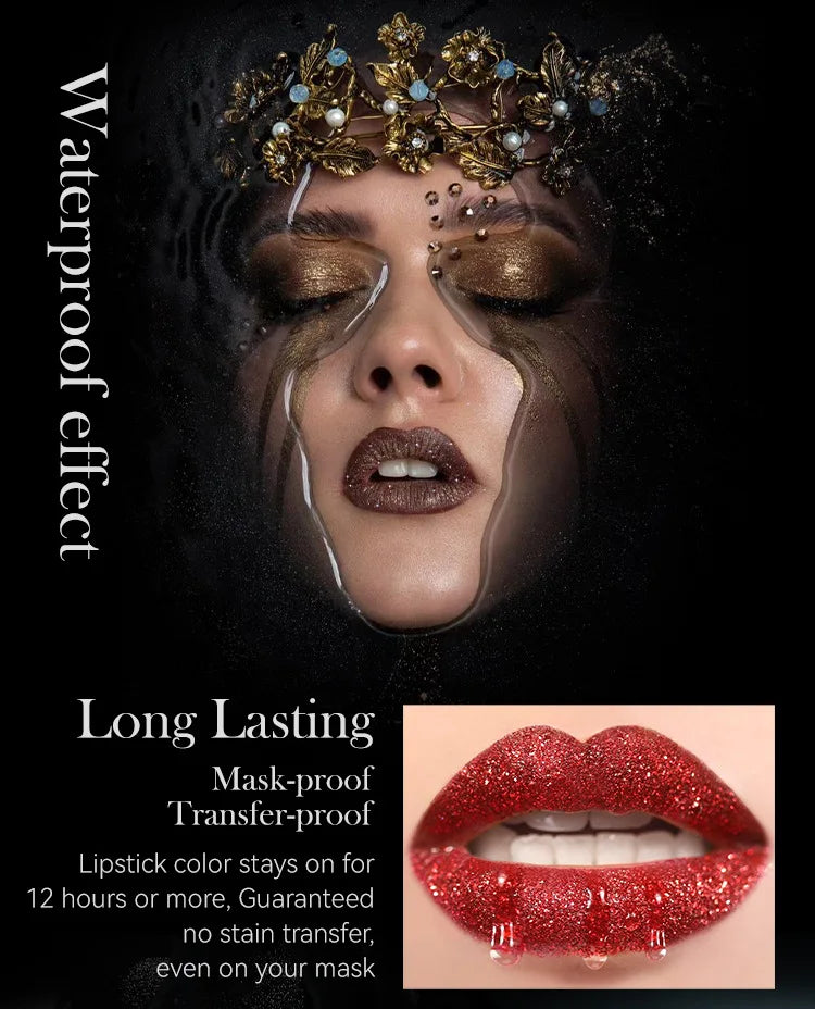 Multi-Color Non-stick Cup Matte Lipstick Flash Lasting Easy Color Diamond Lipstick Dark Halloween Look