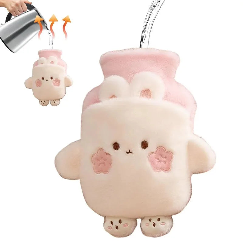 Water Injection Hot Water Bag Thickened Explosion-proof Hot Compress Warm Stomach Warm Water Bag Cute Plush Warm Water Treasure