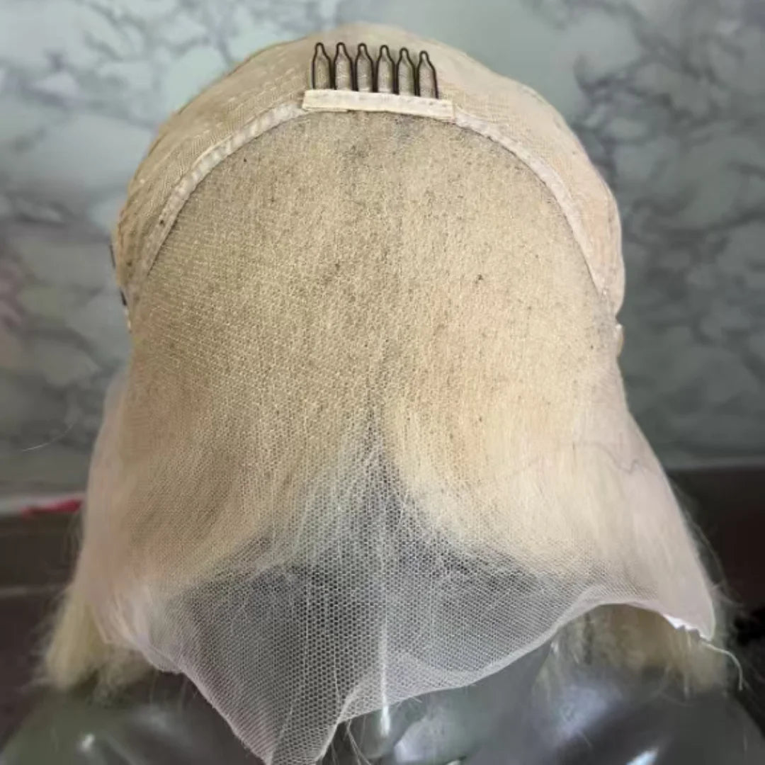 Wave Glueless 14inch Soft Highlight Blond Wig 150 Density 13x4 Lace Front with Baby Hair Pre-Plucked 100% Human Hair