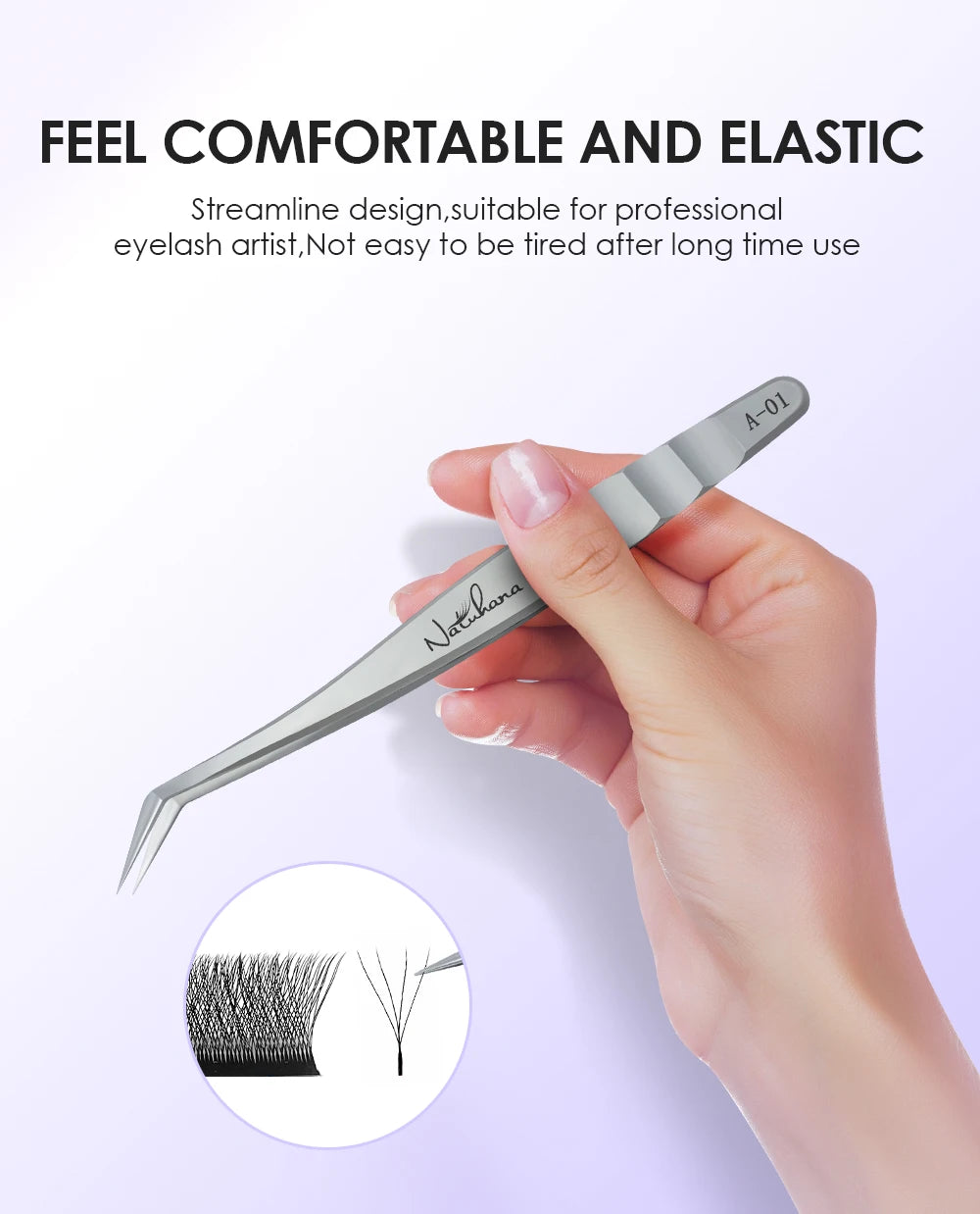 NATUHANA Eyelash Extension Tweezers Stainless Steel High Precision Stainless Steel Superhard Anti-Static Tweezers Makeup Tools