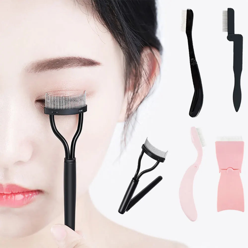 1 Pcs Black Foldable Eyelash Brush Comb Beauty Makeup Lash Separator Stainless Steel Eyelash Curler Mascara Curl Cosmetic Tool