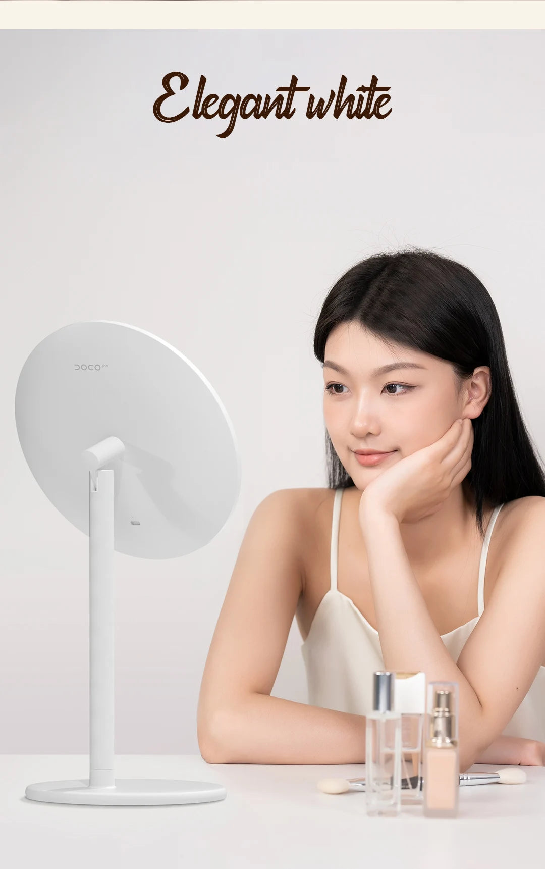 DOCO Makeup Mirror Desktop Adjustable LED Light High Quanlity Metal Texture Perfect for Gift Giving