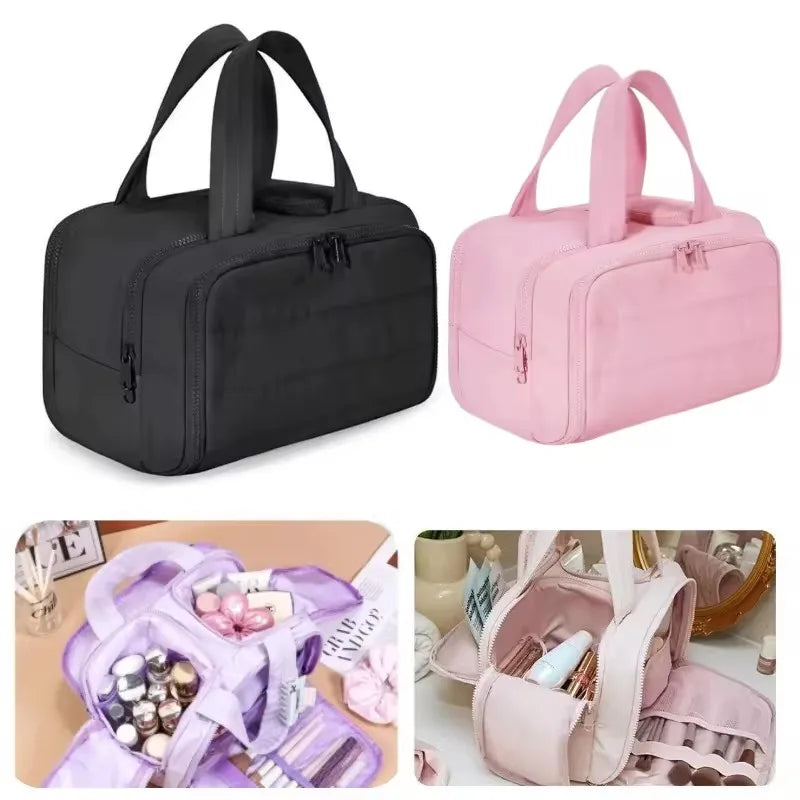 Large capacity waterproof makeup and toiletries handbag for women's travel bathroom shower and makeup storage bag