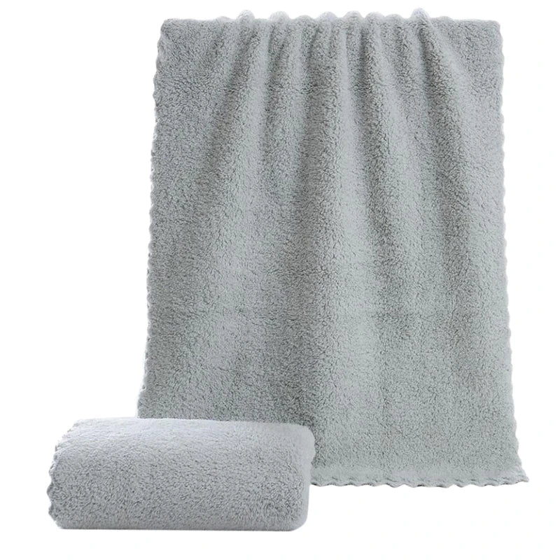 Soft Towel Bath Washing Cleaning Swimming Bathing Tools Dry Hair Water Absorbent Double-Sided Coral Velvet Microfiber Towel