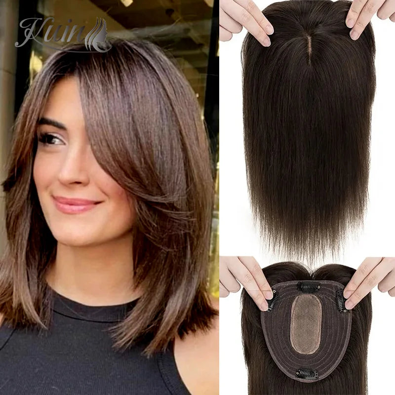 Silk Base Women Toupee Human Hair Wig 12x13cm 100% Brazilian Human Remy Hair System Silk Top Machine Made Women Topper Hairpiec