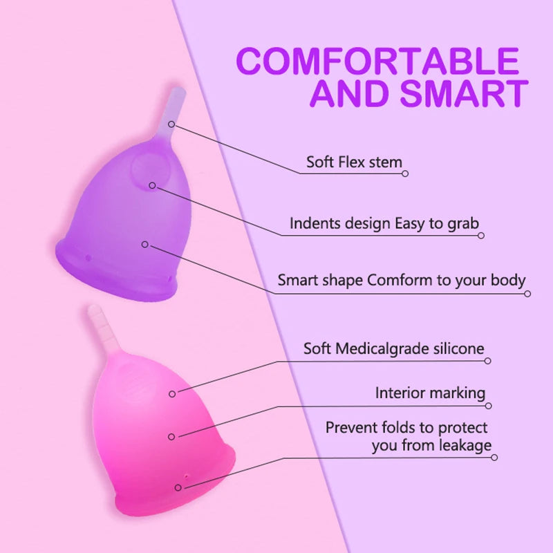 Feminy Menstrual Cup L - Medical Grade Silicone Soft Vaginal Tampon for Women Period Cup Certified Safe for Female Hygiene