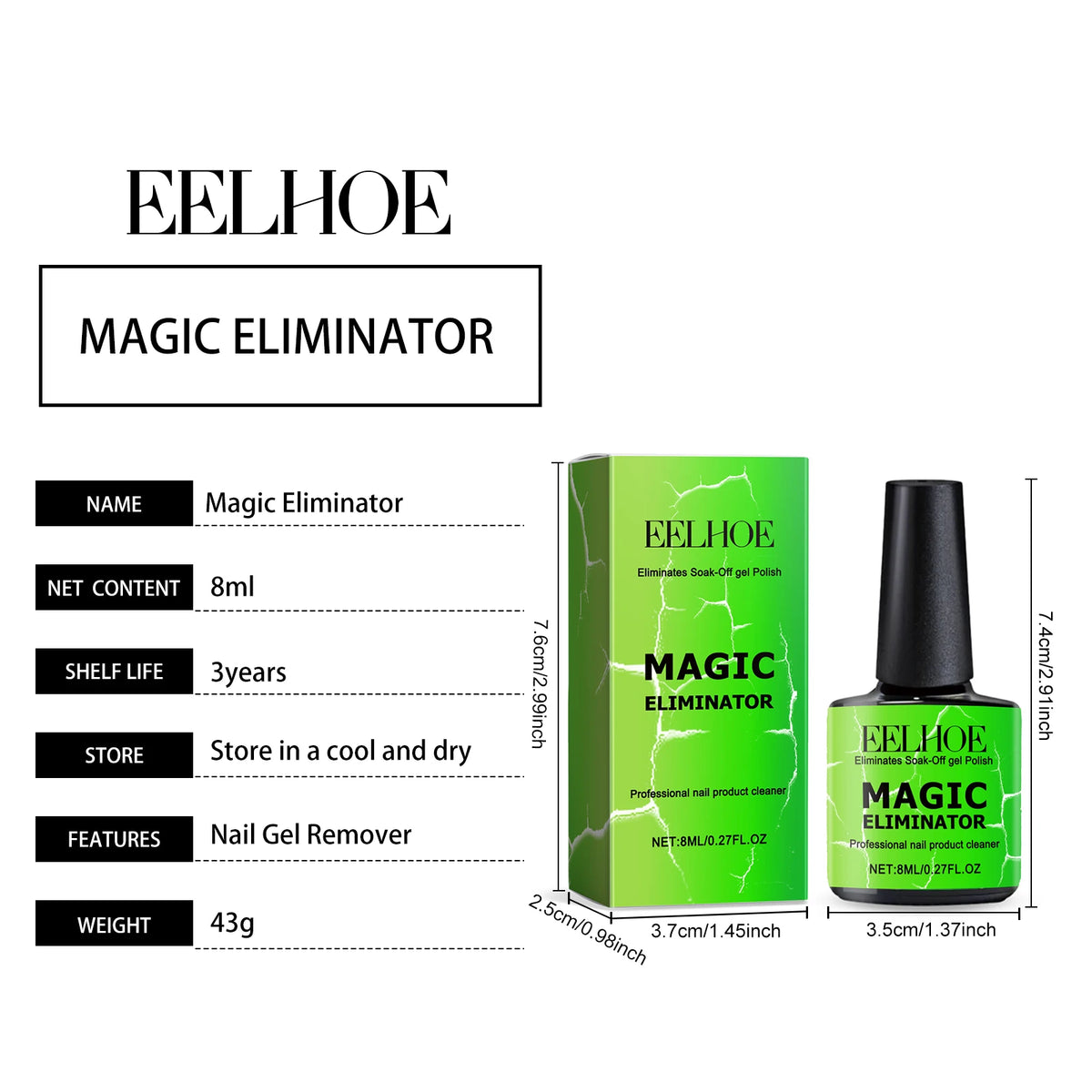 Gentle Nail Gel Remover Soak Off Solution for Acrylic Builder Gel Easy Removal Without Damaging Nails No Residue Fast Acting 8ml