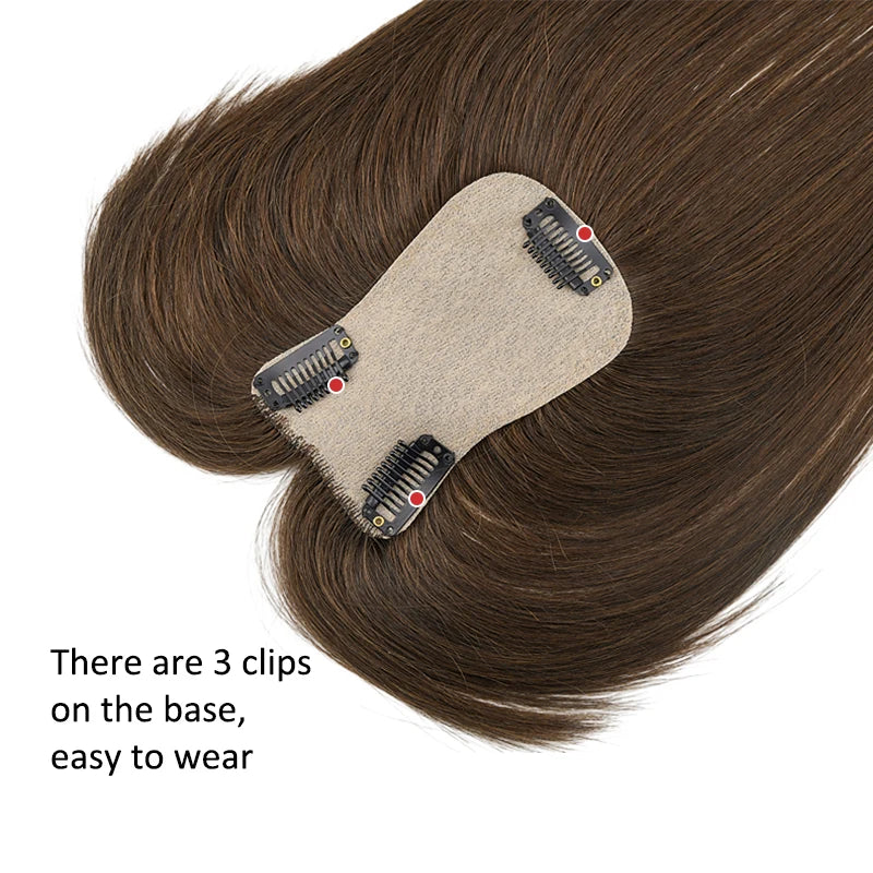 Silk Base Women Toupee Indian Human Hair Wigs Straight Clips in Human Hair Extension 7x11cm Real Human Hairpiece Natural Topper