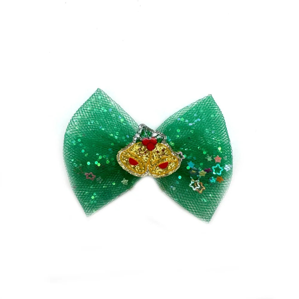 50pcs Christmas Small Dog Grooming Bows Rubber Bands for Dogs Xmas Pet Dog Hair Bow for Grooming Small Dog Cat Hair Accessories